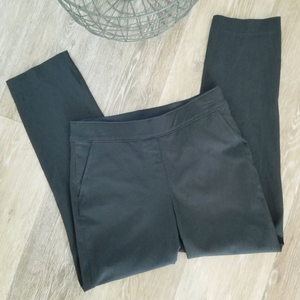 Spanx Polished Slim Straight Leg Womens Pants Rear Pockets Stretch Classic Black - Picture 2 of 13